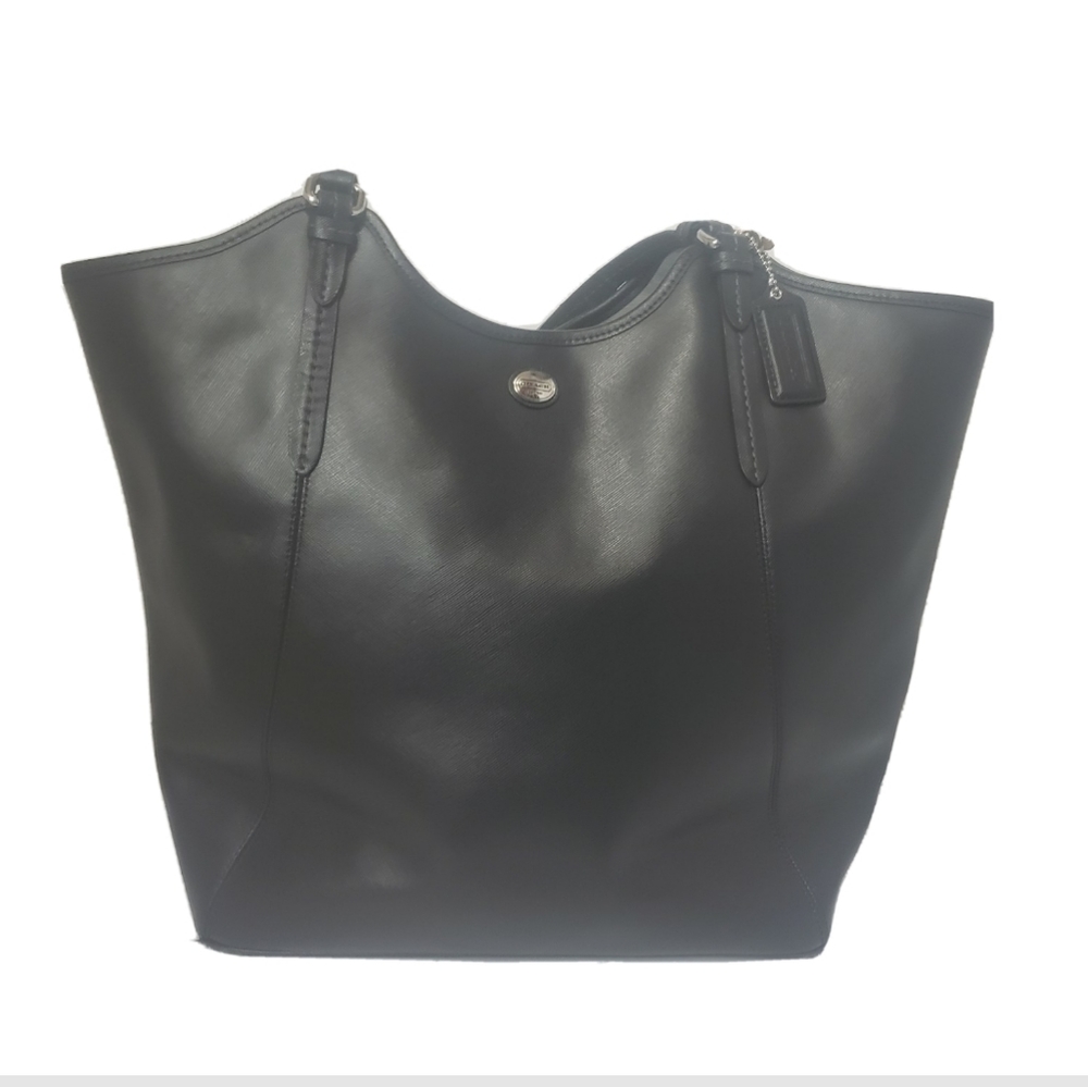 Coach Peyton Crossgrain Leather Tote Carryall Black authentic large